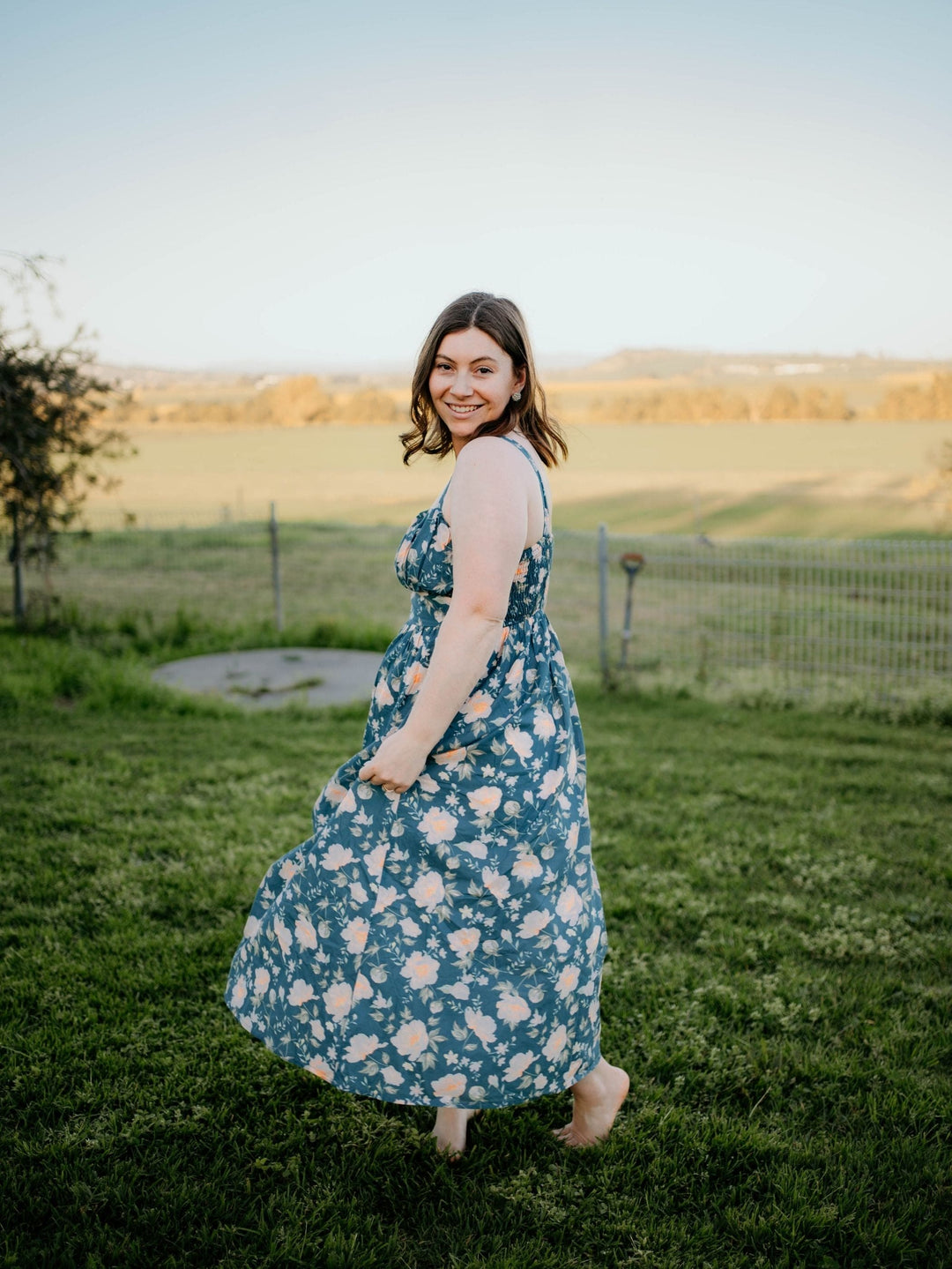 Misty Rose in Grey Dress