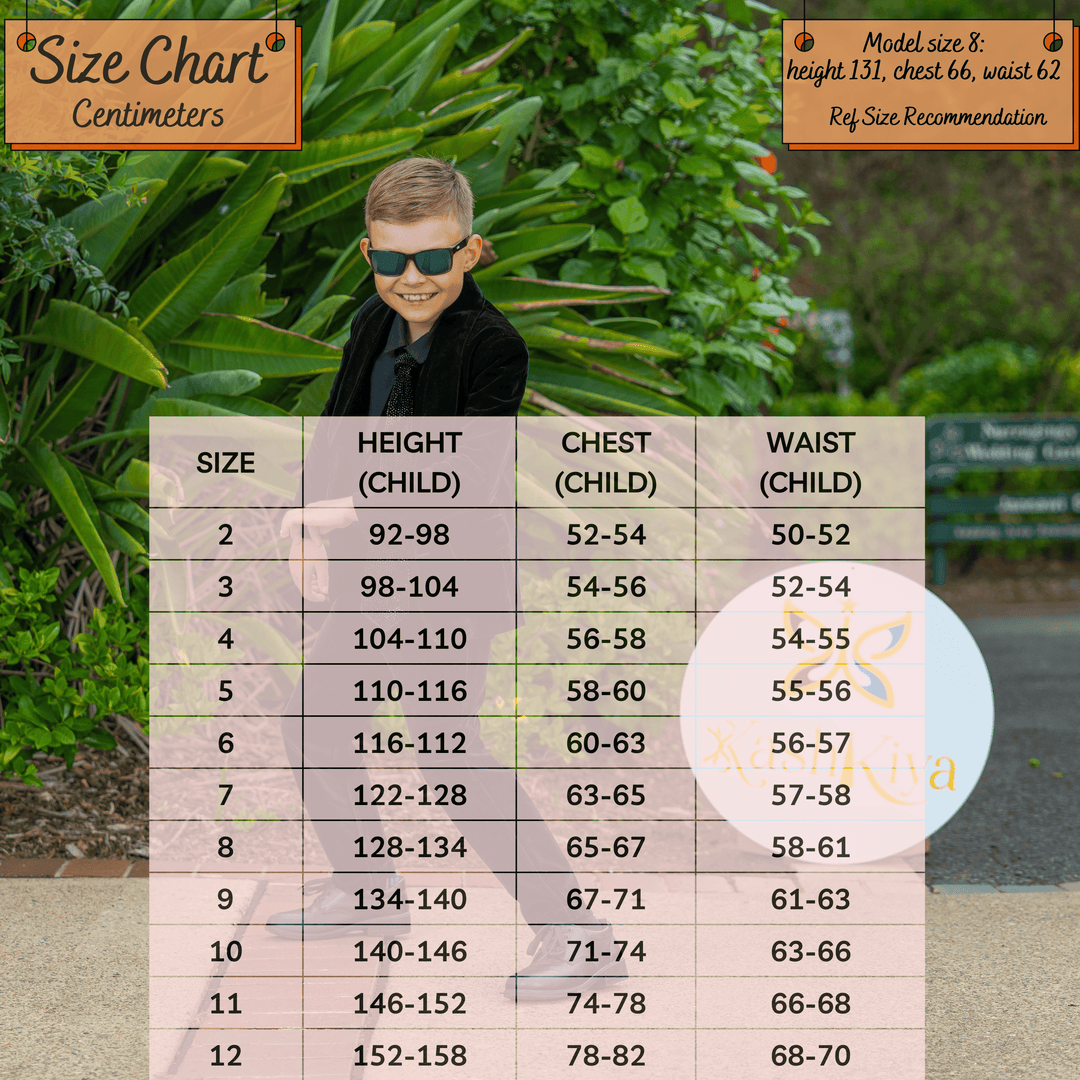 kids size chart - formal dress for boys