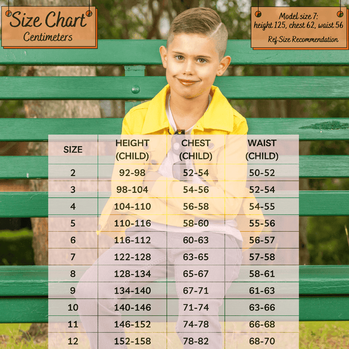 kids size chart - cotton cloud