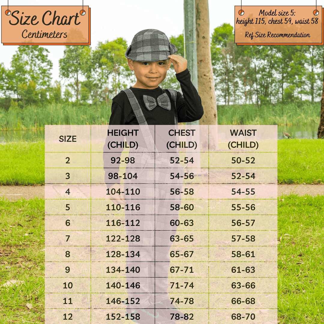 kids boys size chart - jet black classic t-shirt 