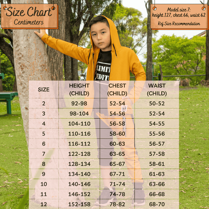 kids boys size chart - limited edition t-shirt