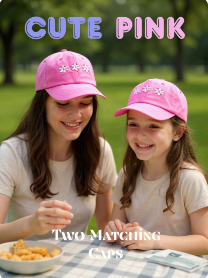 Two Matching Pink Caps - Mum & Mini