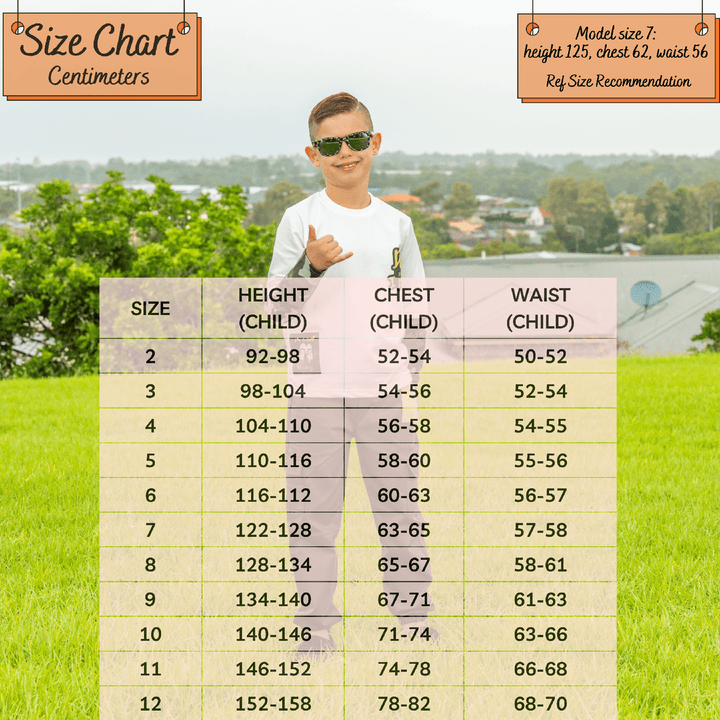 kids boys size chart - swag king cargo pants 