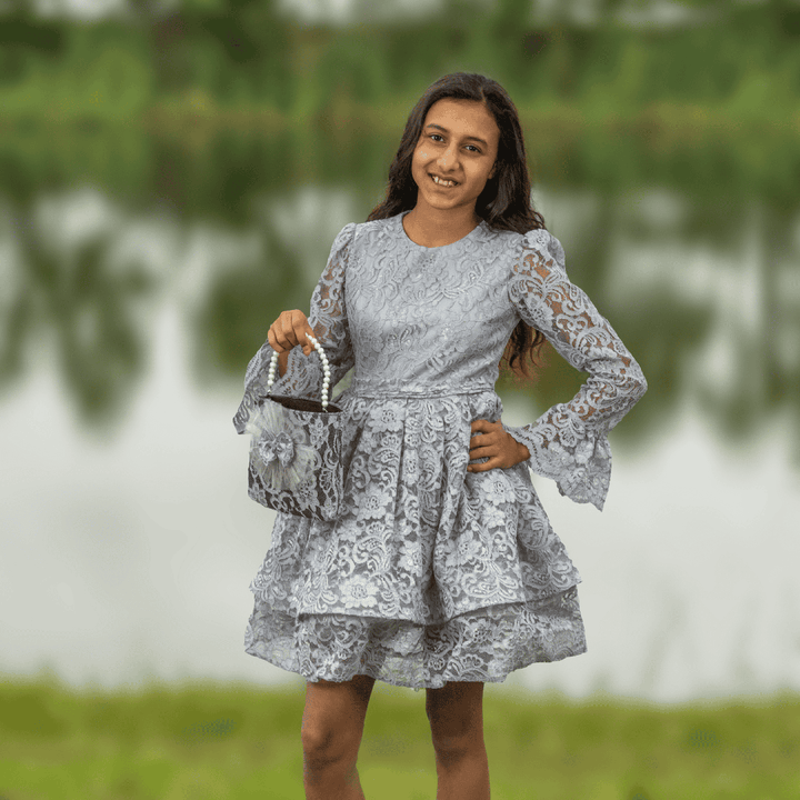 the grey grace designer dress for girls