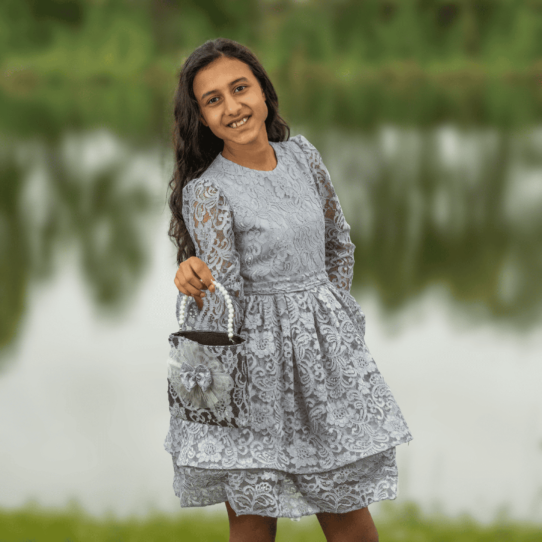 the grey grace designer dress for girls